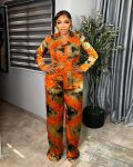 Silk and Chiffon Set (Orange)