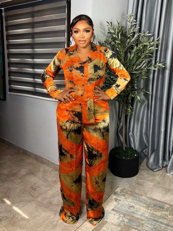 Silk and Chiffon Set (Orange)