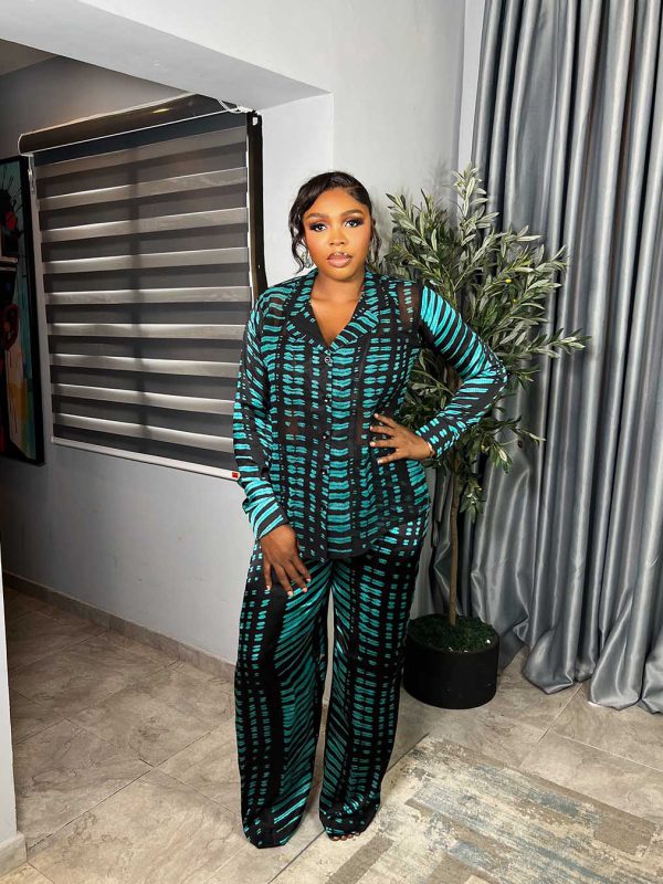 Silk and Chiffon Set (Teal)